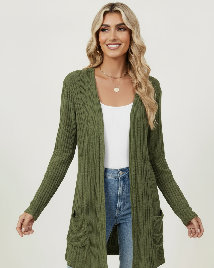 Clara™ Open Front Long Cardigan