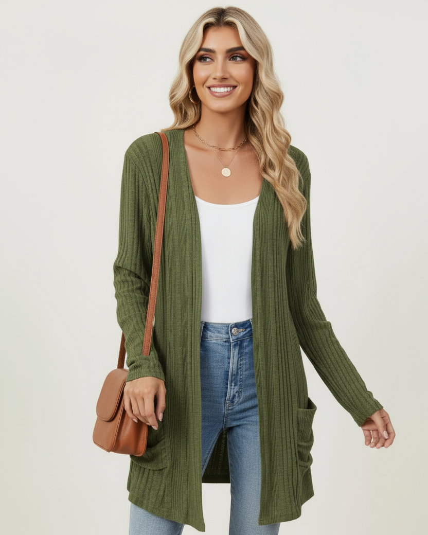 Clara™ Open Front Long Cardigan