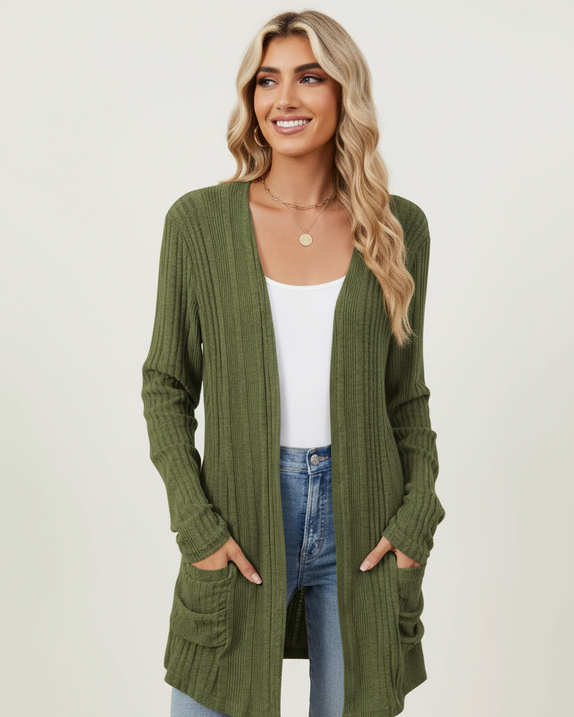 Clara™ Open Front Long Cardigan