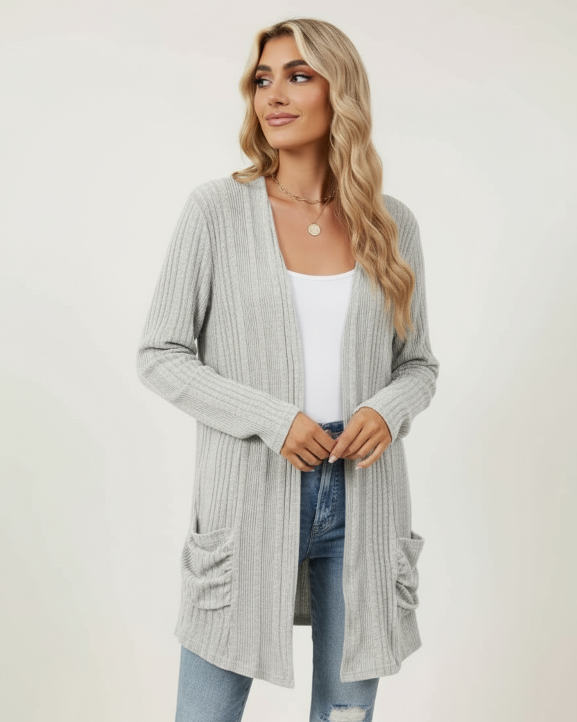 Clara™ Open Front Long Cardigan