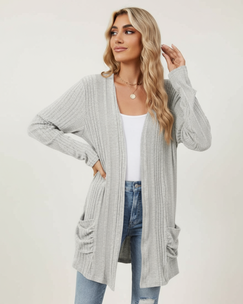 Clara™ Open Front Long Cardigan