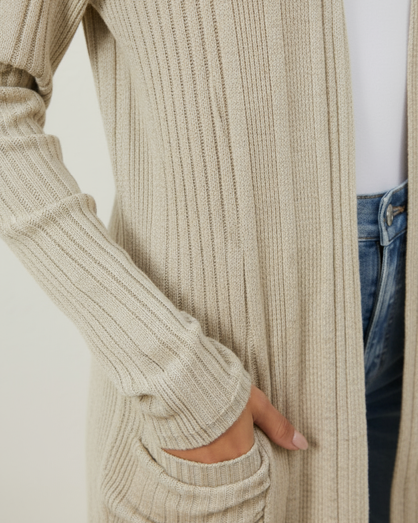 Clara™ Open Front Long Cardigan