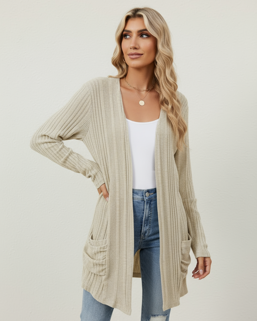 Clara™ Open Front Long Cardigan