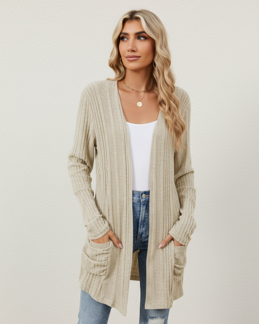 Clara™ Open Front Long Cardigan