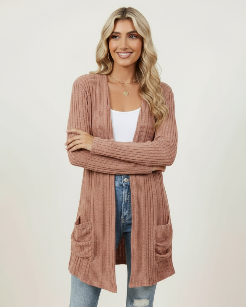 Clara™ Open Front Long Cardigan