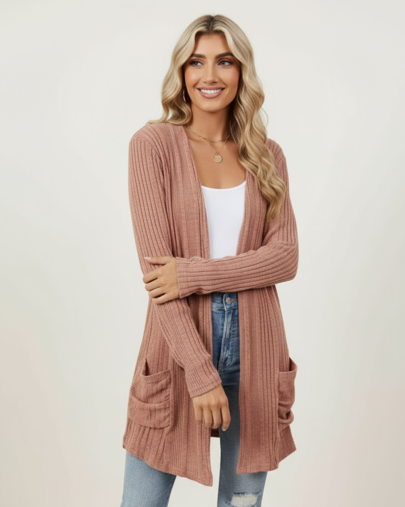 Clara™ Open Front Long Cardigan