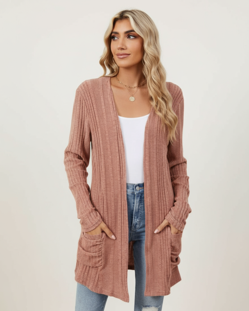 Clara™ Open Front Long Cardigan
